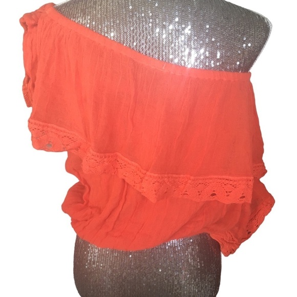 NEW Jen’s Pirate Booty x Free People One Shoulder Crop Top Orange Size Large - Picture 6 of 8